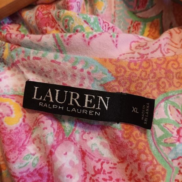 Lauren Ralph Lauren Pink Paisley Short Sleeve Pajama Top XL - Picture 6 of 7